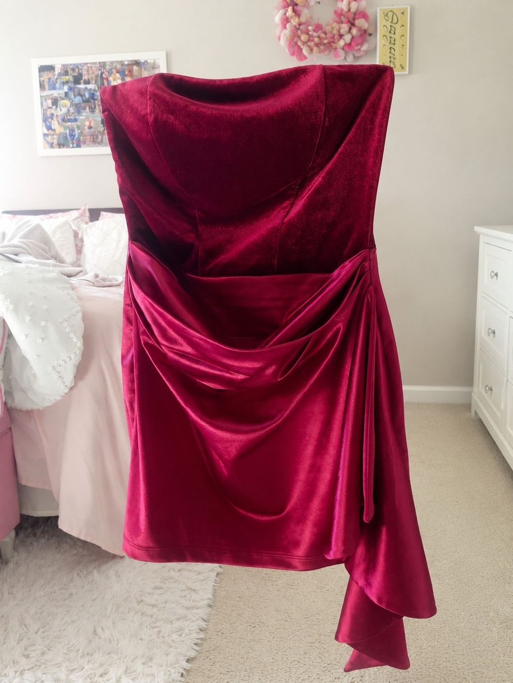 Windsor Draped Asymmetrical Mini Dress in Deep Wine